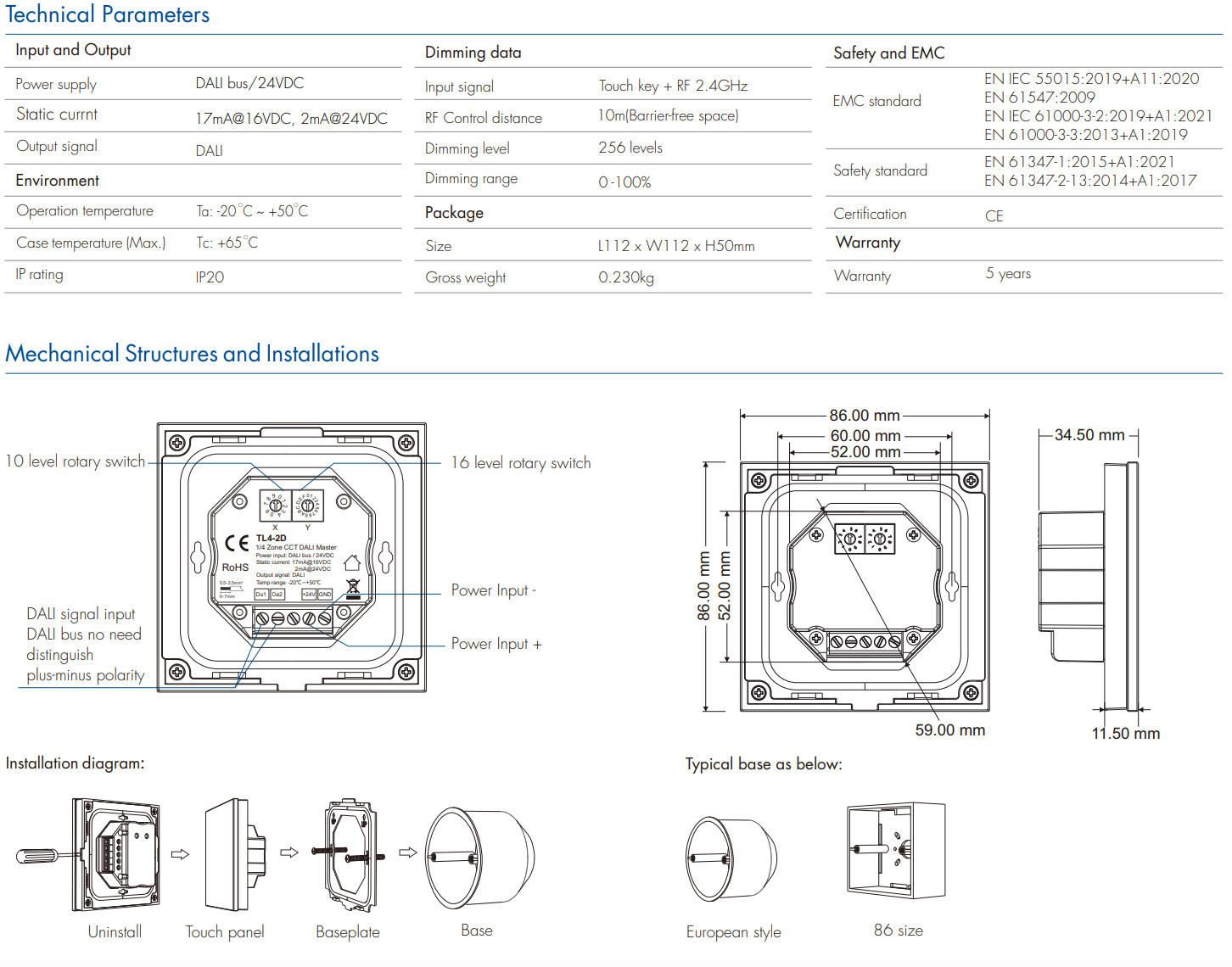 LED Waterproof DMX512 and RDM Decoder - 4 Channel - 5 Amp - 12-36V - Digital Display - DS-WDMX45