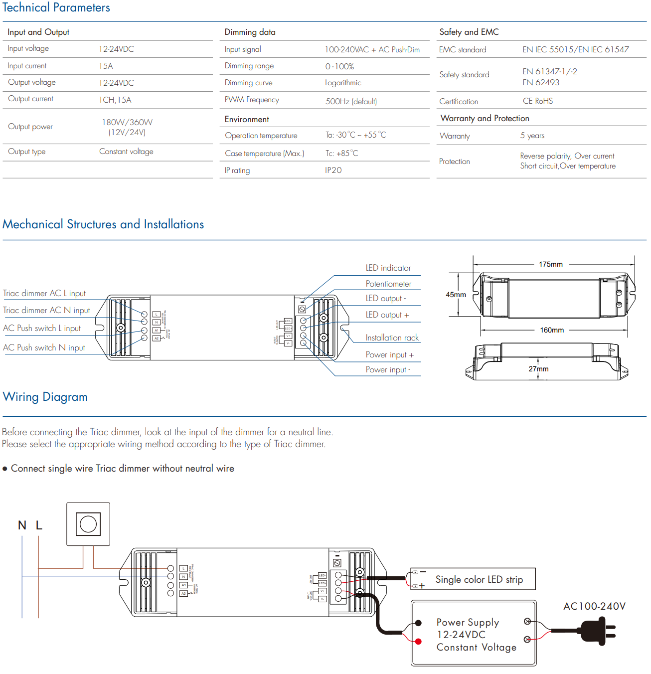 LED Waterproof DMX512 and RDM Decoder - 4 Channel - 5 Amp - 12-36V - Digital Display - DS-WDMX45