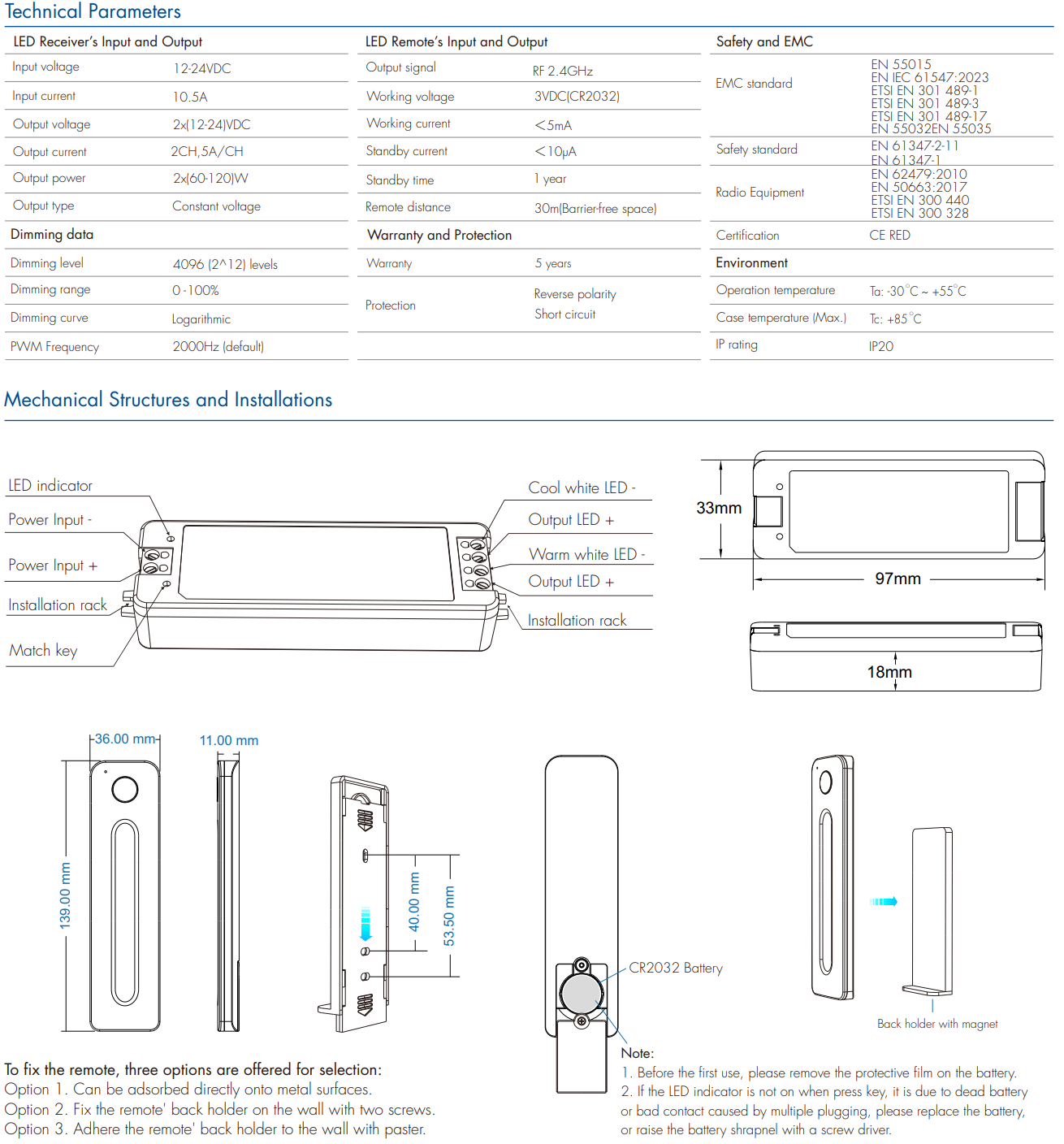LED Waterproof DMX512 and RDM Decoder - 4 Channel - 5 Amp - 12-36V - Digital Display - DS-WDMX45