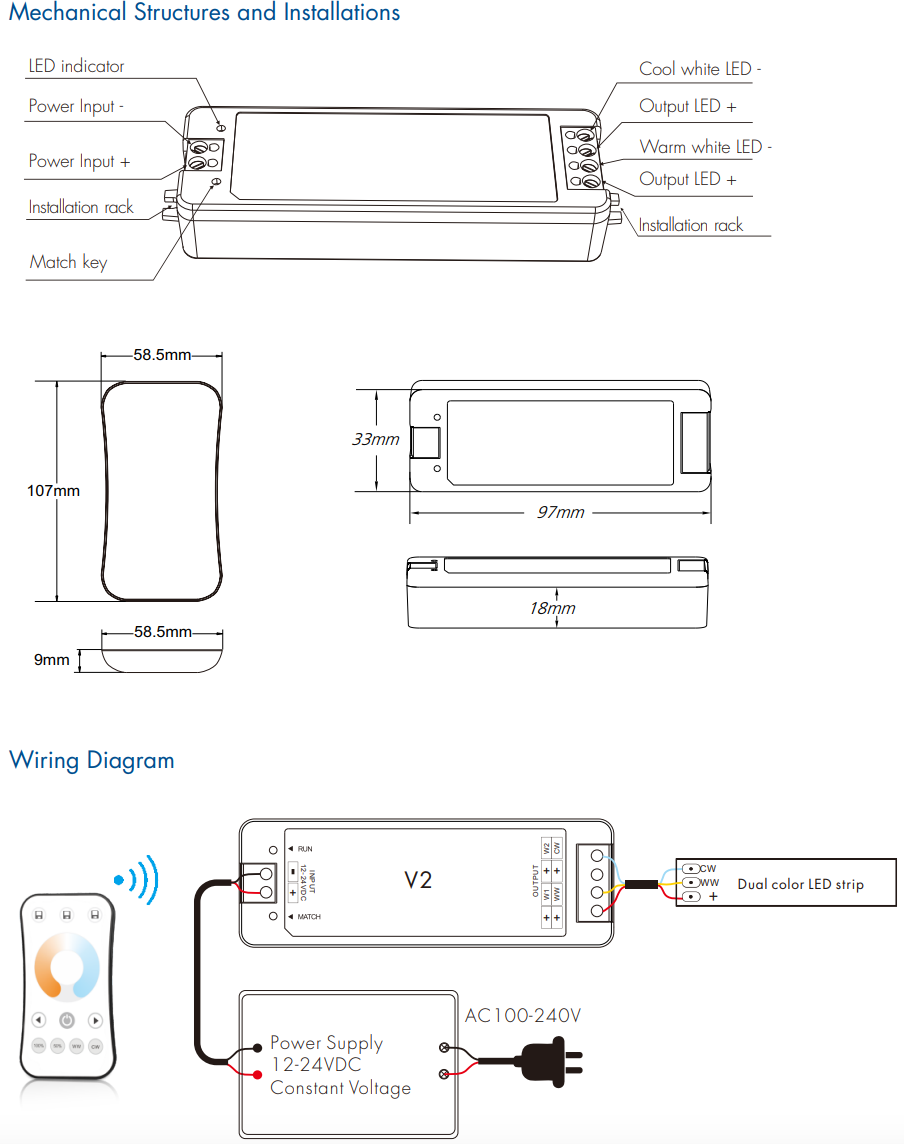 LED Waterproof DMX512 and RDM Decoder - 4 Channel - 5 Amp - 12-36V - Digital Display - DS-WDMX45