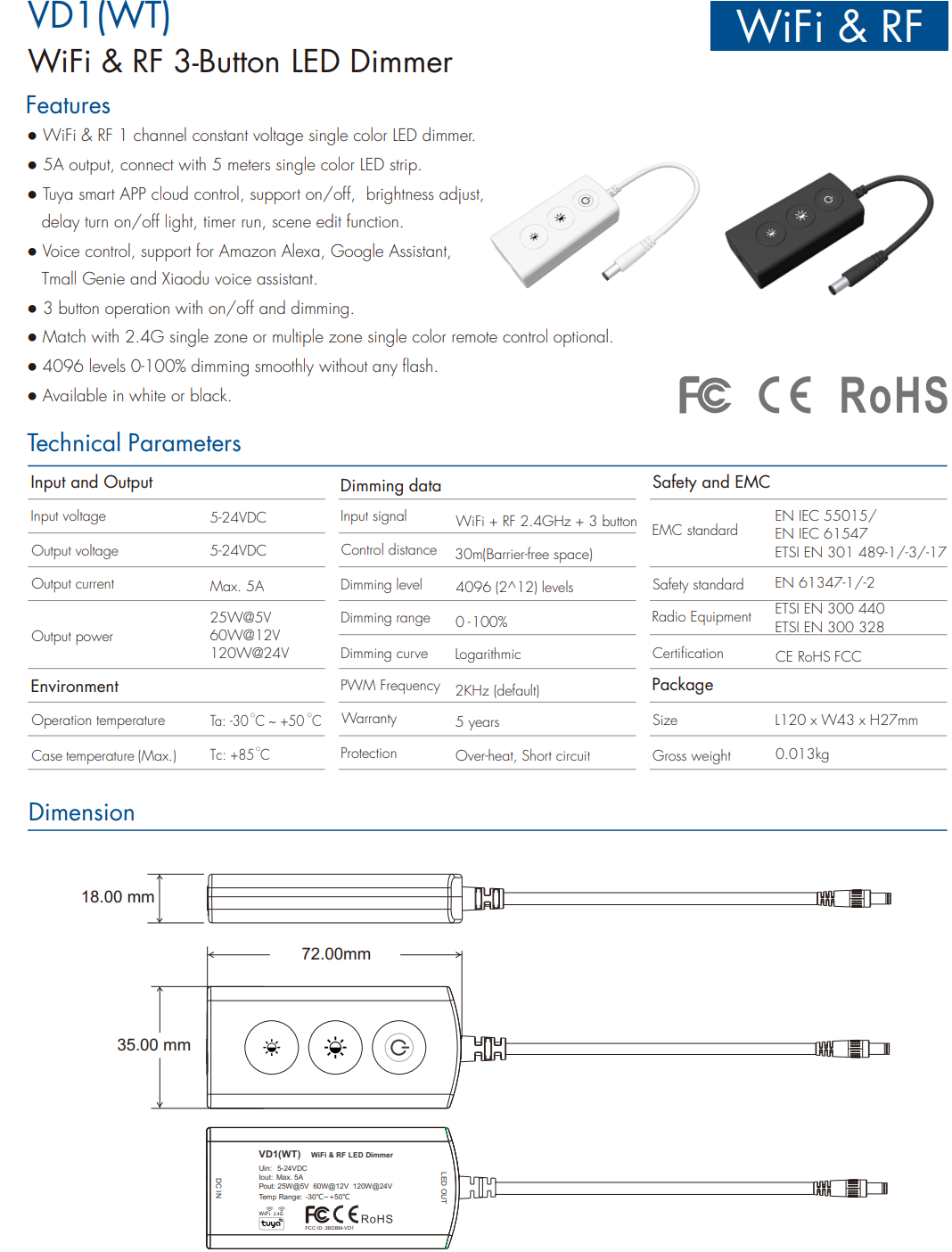 LED Waterproof DMX512 and RDM Decoder - 4 Channel - 5 Amp - 12-36V - Digital Display - DS-WDMX45
