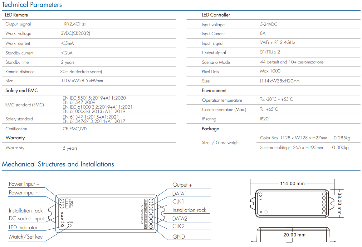 LED Waterproof DMX512 and RDM Decoder - 4 Channel - 5 Amp - 12-36V - Digital Display - DS-WDMX45