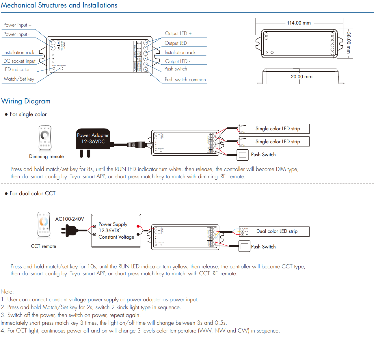 LED Waterproof DMX512 and RDM Decoder - 4 Channel - 5 Amp - 12-36V - Digital Display - DS-WDMX45